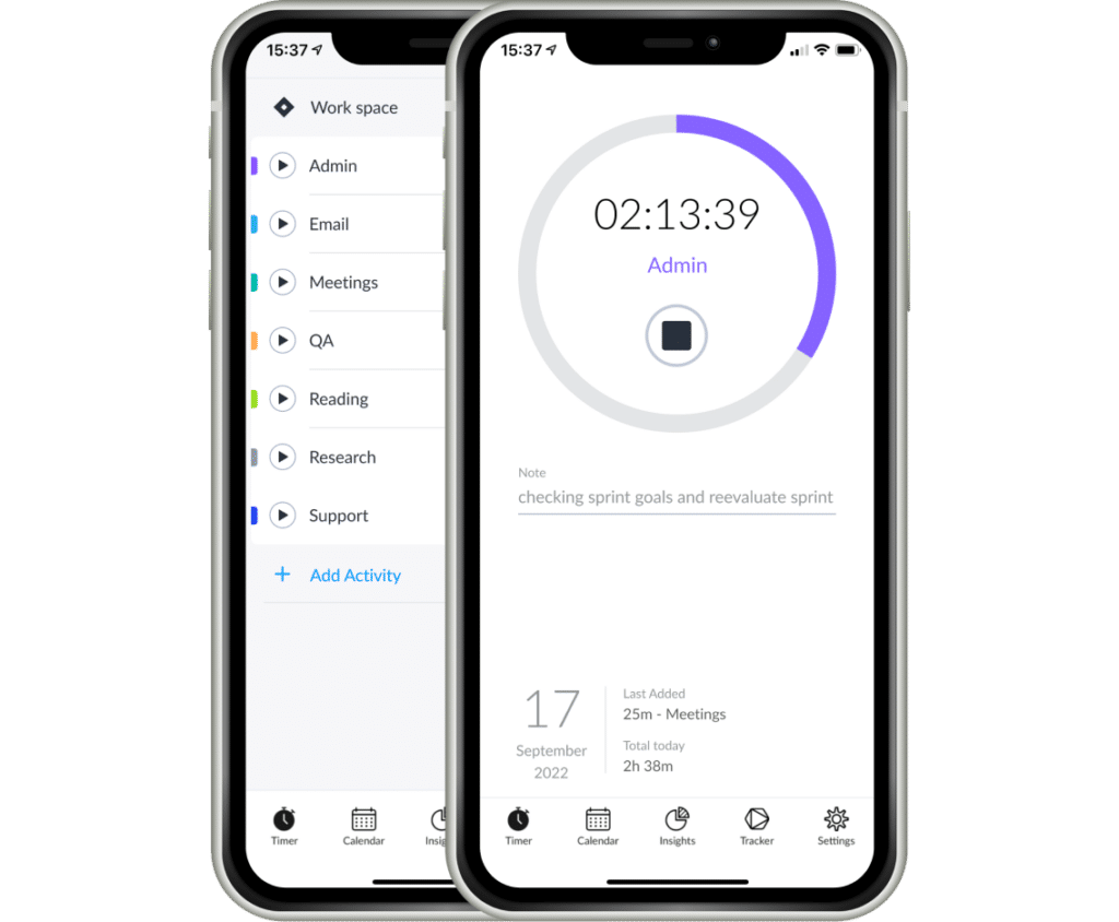 Aplicativo de controle de tempo Timeular para Android